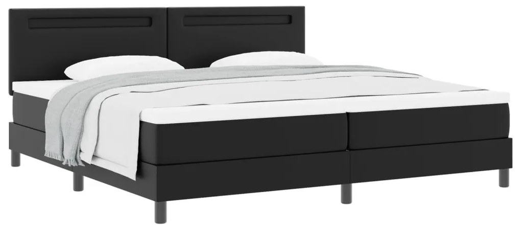 fekete boxspring ágy matraccal, 200 x 200 cm, műbőr