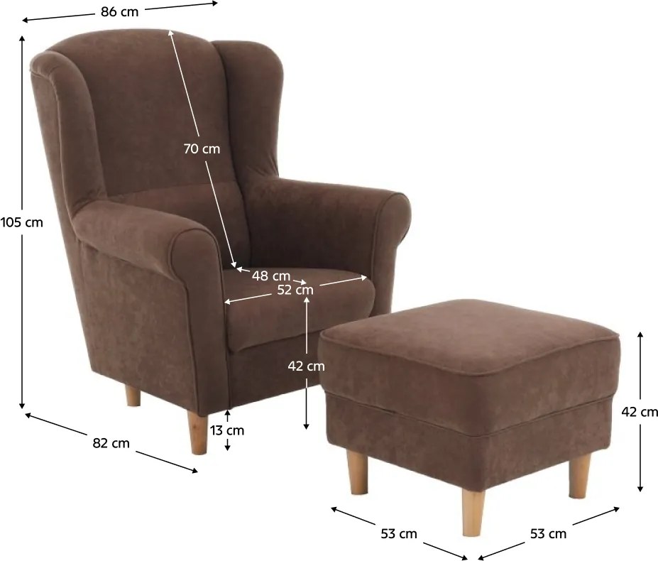 Fotel + puff, barna, ASTRID
