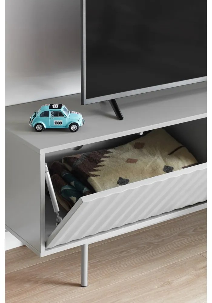 Szürke-natúr színű TV-állvány tölgyfa dekorral 140x52 cm Sierra – Teulat