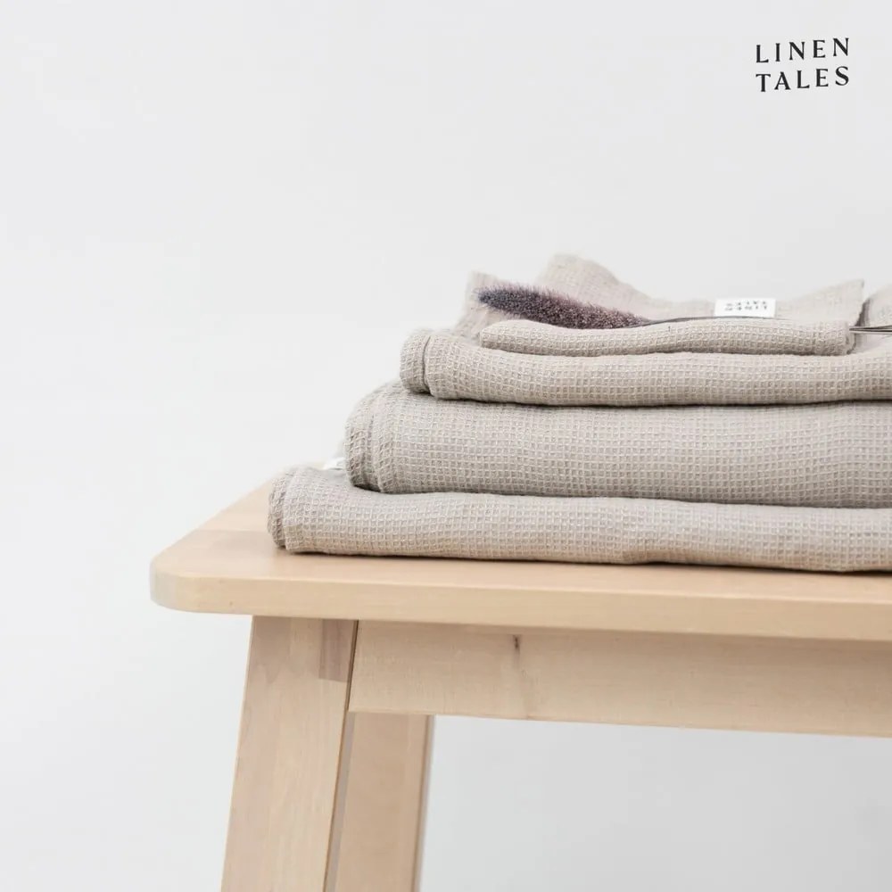 Natúr színű len darázs fürdőlepedő 100x140 cm Natural Fine Waffle – Linen Tales