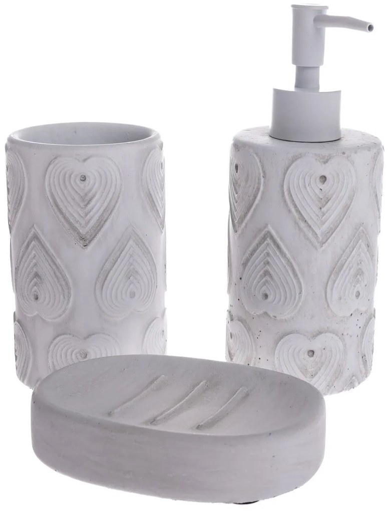 Lavabo 3 db cement fürdőszoba kiegészítő szett,fehér