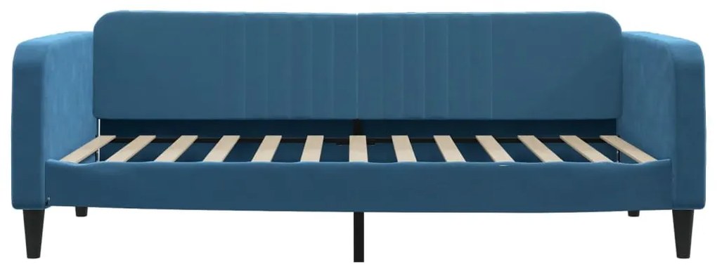 kék kihúzható bársony heverő 100 x 200 cm