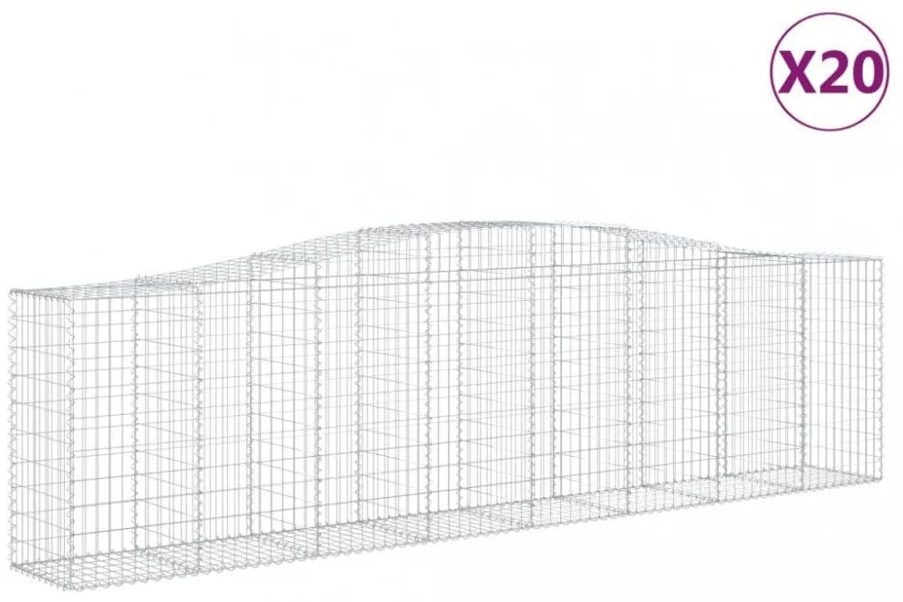 vidaXL 20 db íves horganyzott vas gabion kosár 400x50x100/120 cm