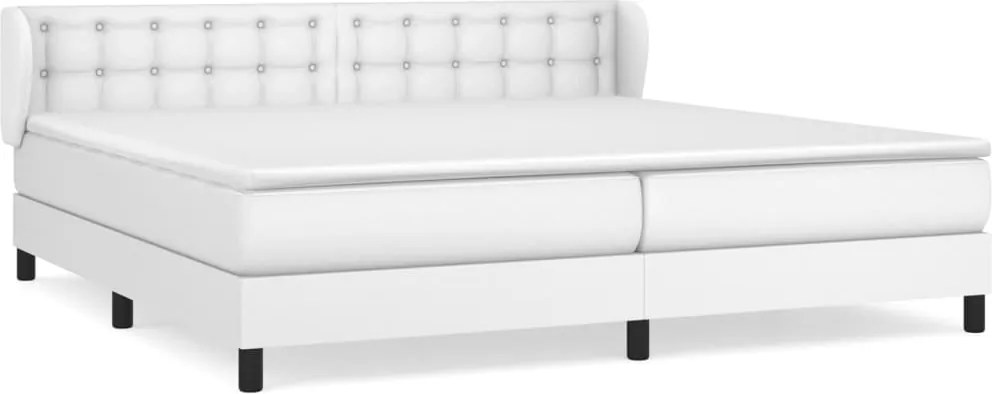 vidaXL fehér műbőr rugós ágy matraccal 200 x 200 cm