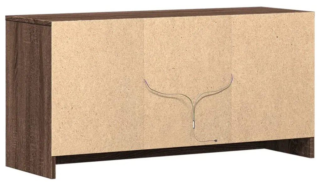 barna tölgy színű szerelt fa LED-es TV-szekrény 100x34x50 cm