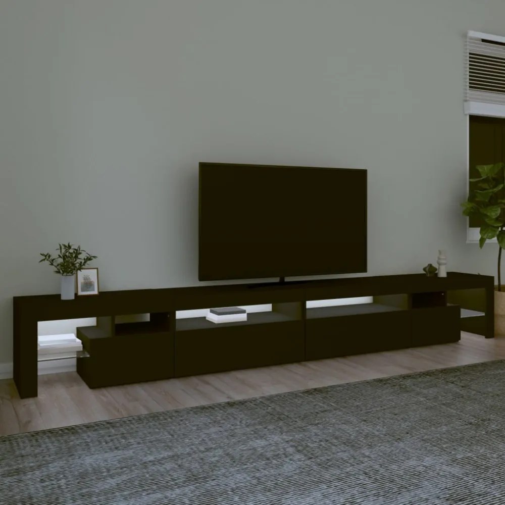 fekete TV-szekrény LED-lámpákkal 290x36,5x40 cm