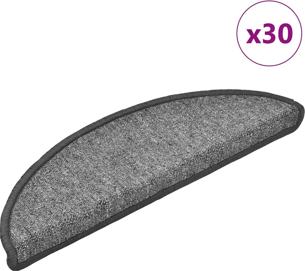 vidaXL 30 db sötétszürke félkör alakú lépcsőszőnyeg 56 x 17 x 3 cm