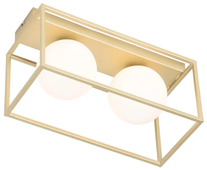 Design mennyezeti lámpa arany fehér üveggel 2 lámpás - Aniek