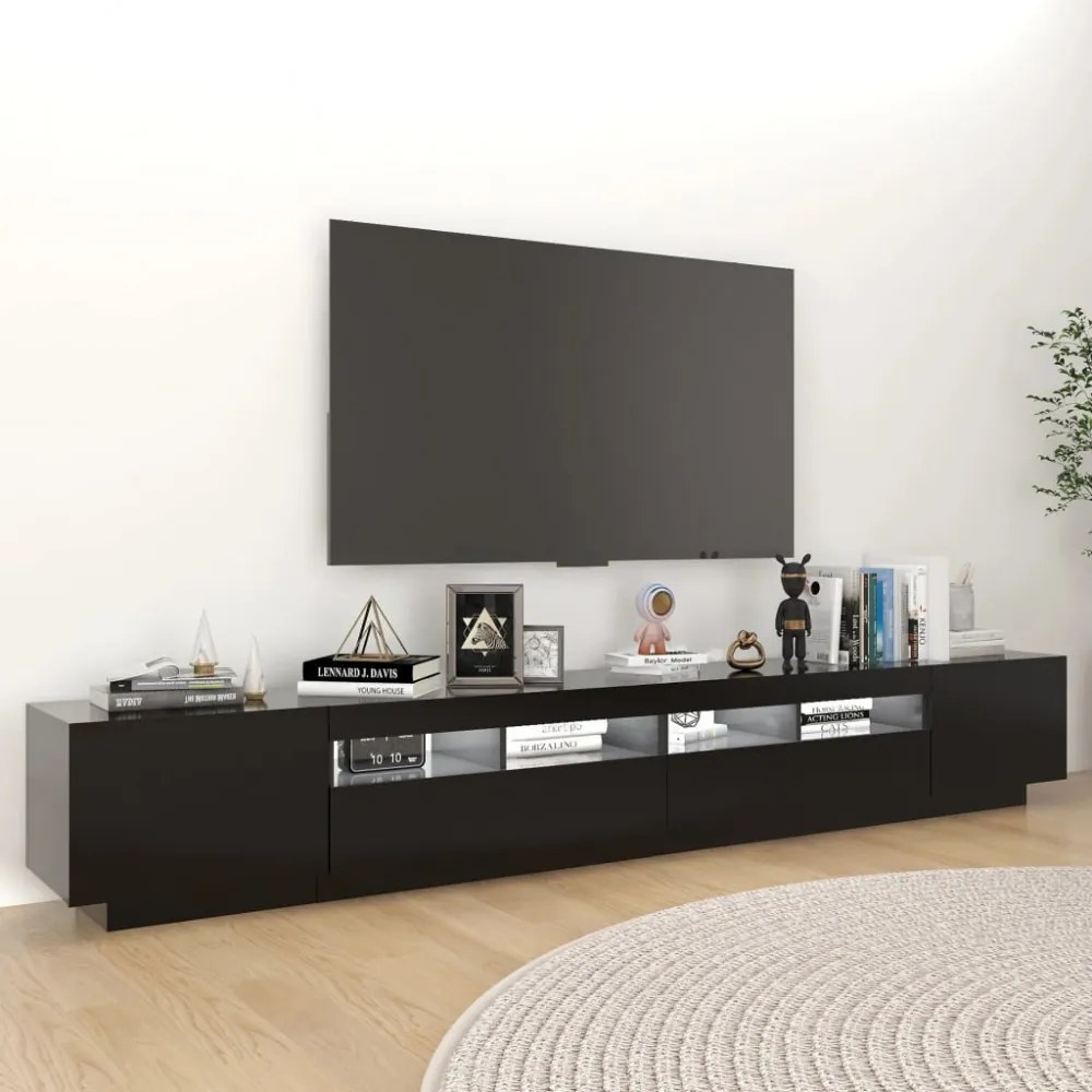 fekete TV-szekrény LED-lámpákkal 260 x 35 x 40 cm