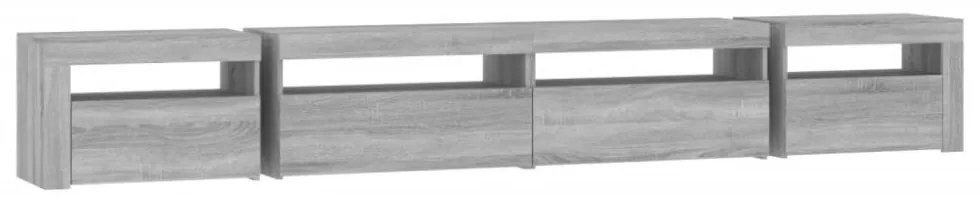 szürke sonoma színű TV-szekrény LED-lámpákkal 270x35x40 cm