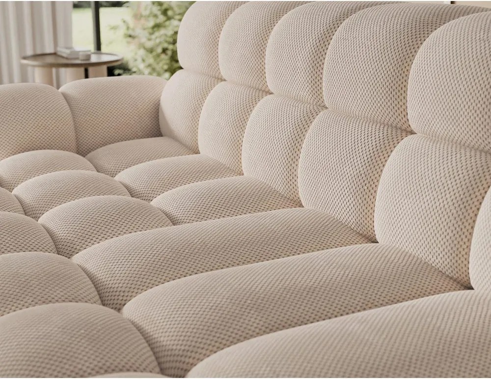 Bézs kinyitható sarokkanapé (bal oldali-heverő résszel) Ceedro – ELTAP