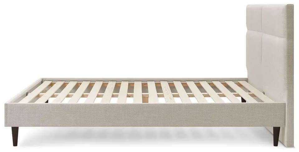 Bézs kárpitozott franciaágy ágyráccsal 160x200 cm Elyna – Bobochic Paris