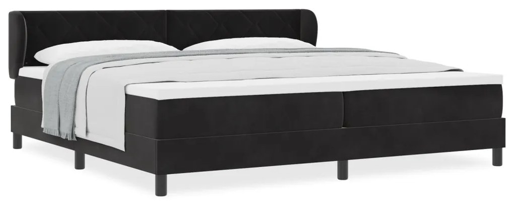 Boxspring Ágy Matrac Készlettel Fekete 200x200 cm Bársony