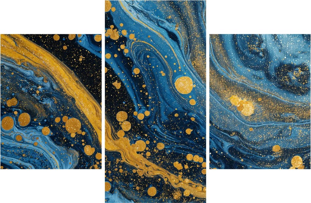 Kép - Kék absztrakció arannyal (90x60 cm)