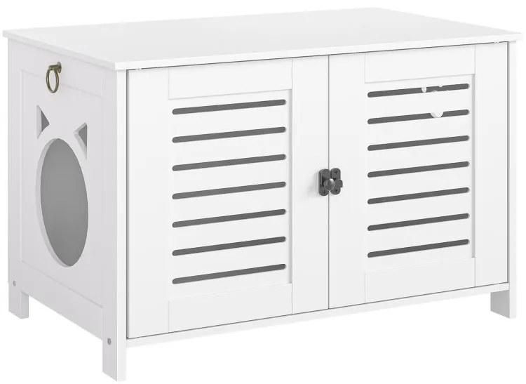 Stílusos fehér cicaház/alomdoboz