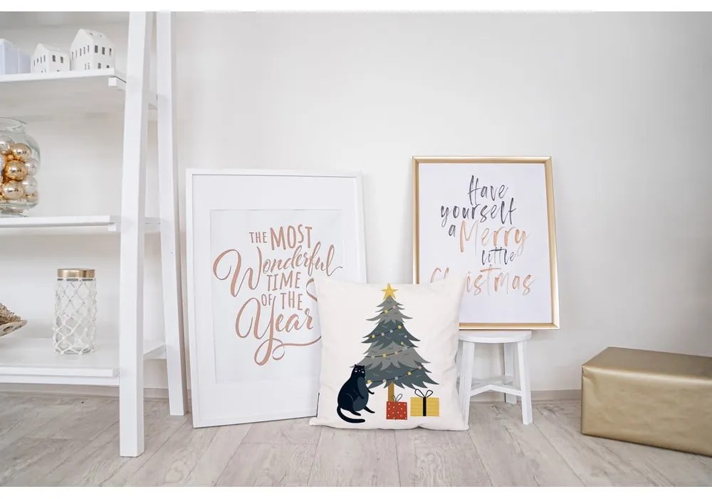 Díszpárna karácsonyi mintával 45x45 cm Crazy Cat Xmas – Butter Kings