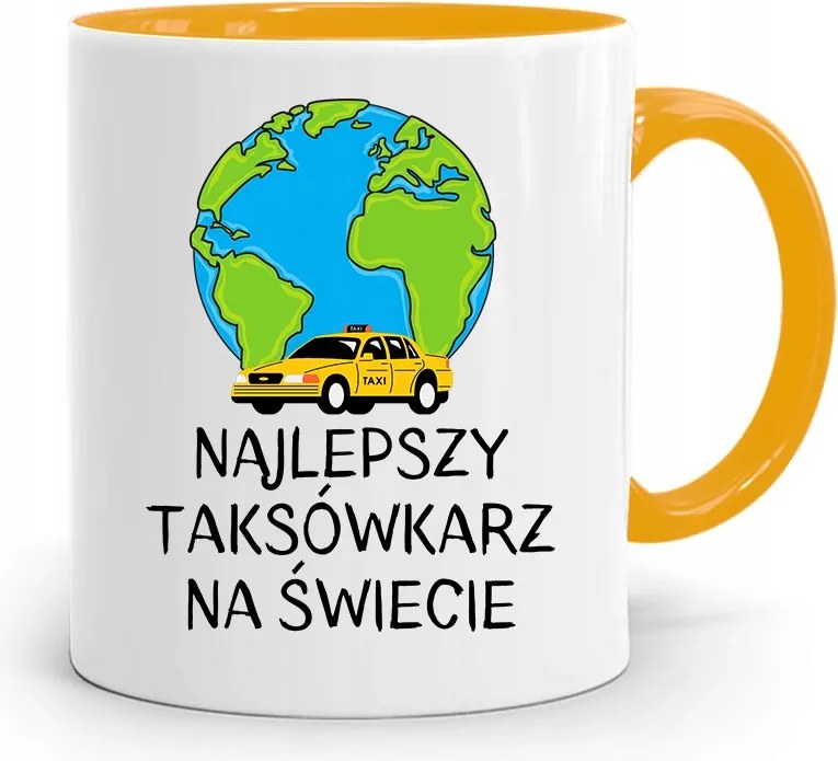 Sárga Bögre Taxisofőrnek A Világ Legjobbja fényképes nyomattal