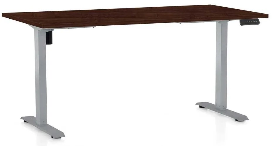 OfficeTech B állítható magasságú asztal, 160 x 80 cm, szürke alap, wenge
