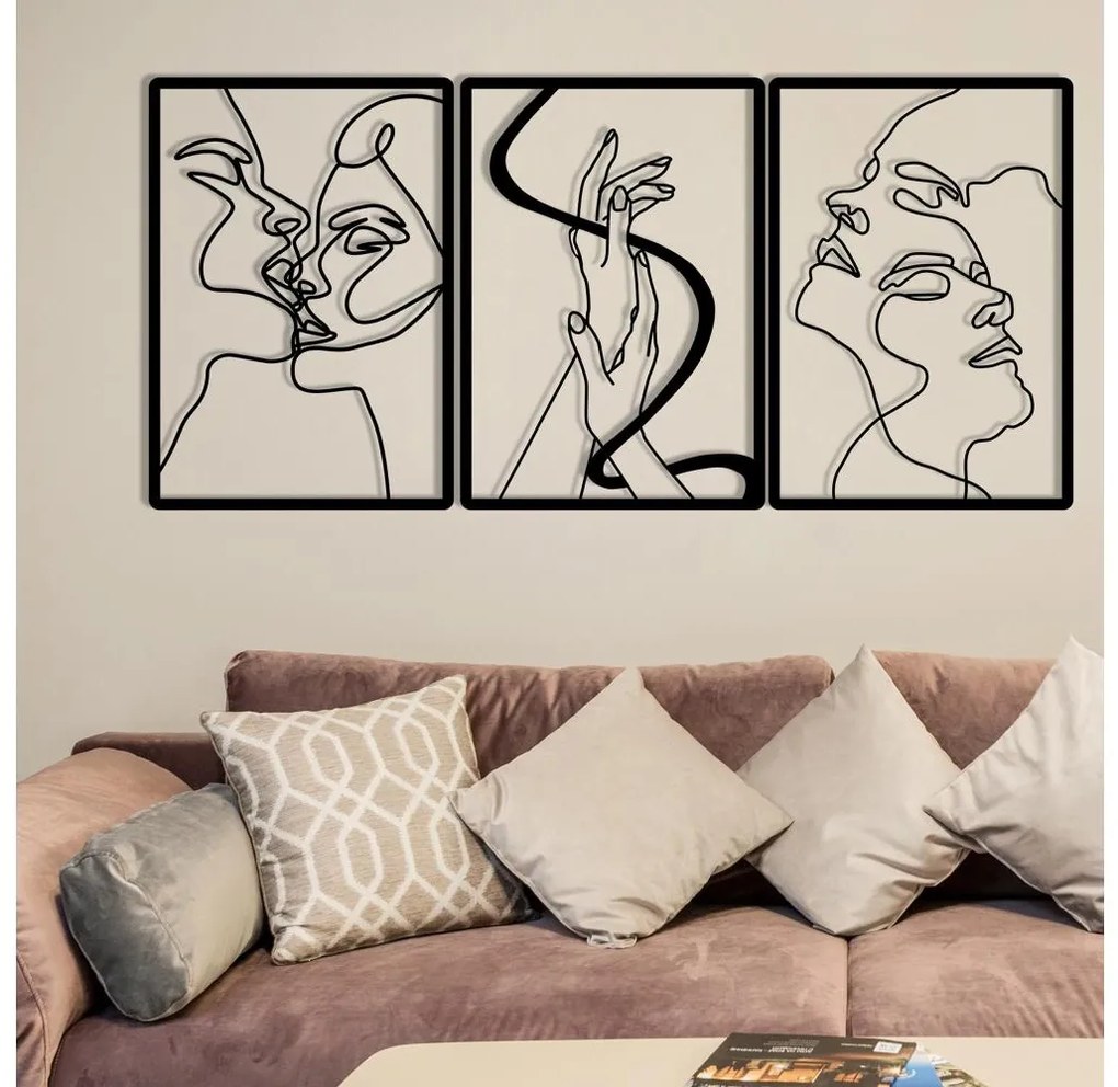 KÉSZLET 3x Fali dekoráció 109x50 cm szerelem fém