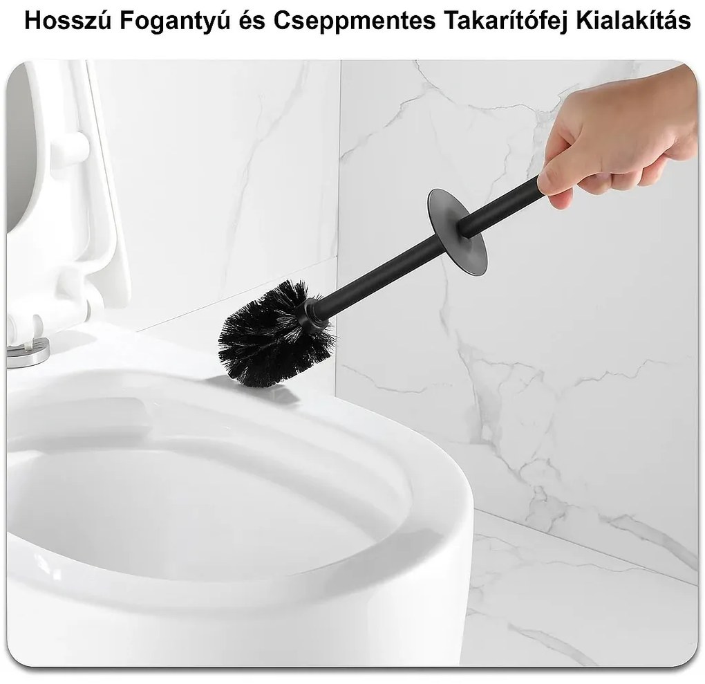 Viva NERO WC-kefe tartó - szögletes - fürdőszobai kiegészítő - GUNMETAL - szürke