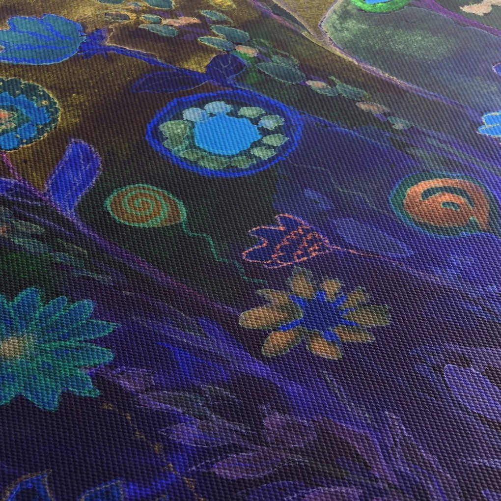Sötétkék virágok képe (120x50 cm)