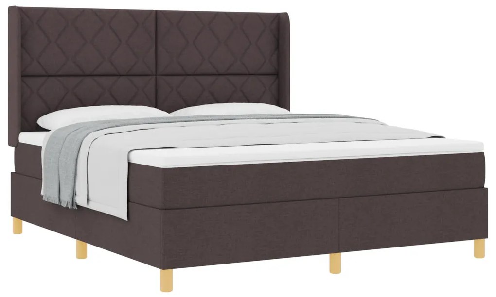Boxspring Ágy Matrac Fekete Barna 180x200 cm Szövet