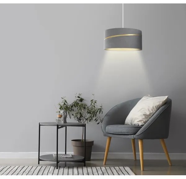 Csillár zsinóron SWING 1xE27/60W/230V szürke/arany