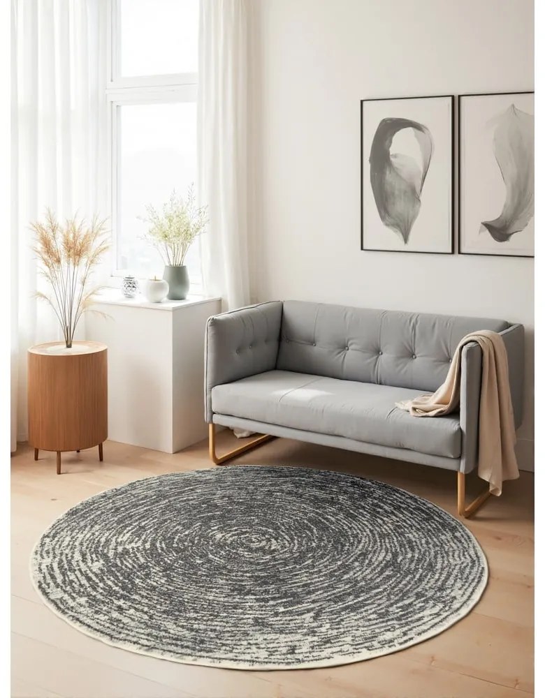 Szürke-krémszínű kerek szőnyeg ø 160 cm Gloria Cavallo – Hanse Home