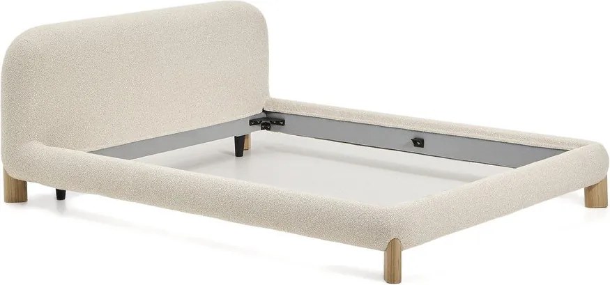 Bézs kárpitozott franciaágy ágyrács nélkül 180x200 cm Odina – Kave Home