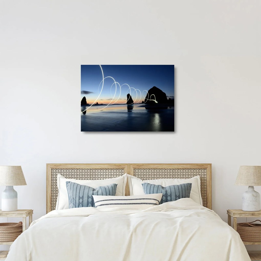 Kép - tengerpart naplementekor (üvegen) (70x50 cm)