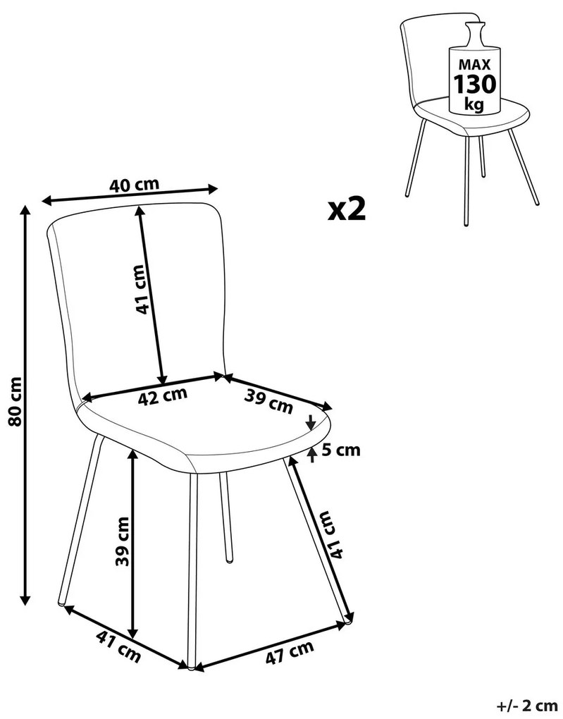 Étkezőszék szett 2 db Rundo (szürke). 1010067