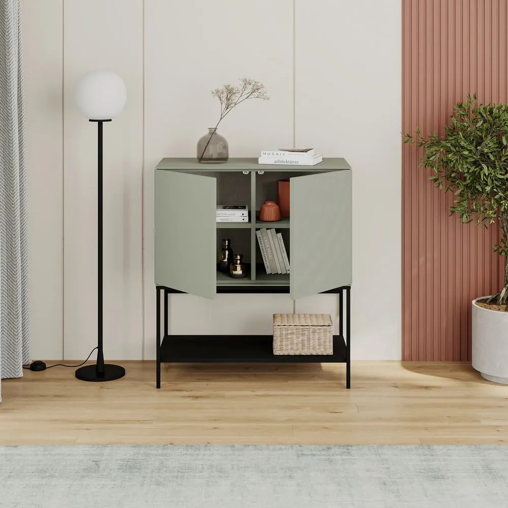 Zöld-fekete szekrény 80x90x40 cm Amira – Marckeric