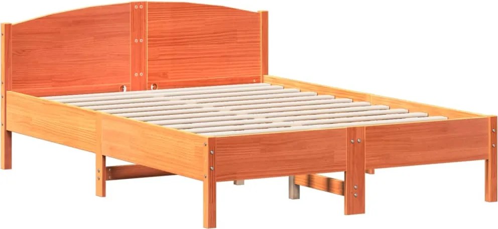 vidaXL viaszbarna tömör fenyőfa ágy matrac nélkül 140 x 190 cm