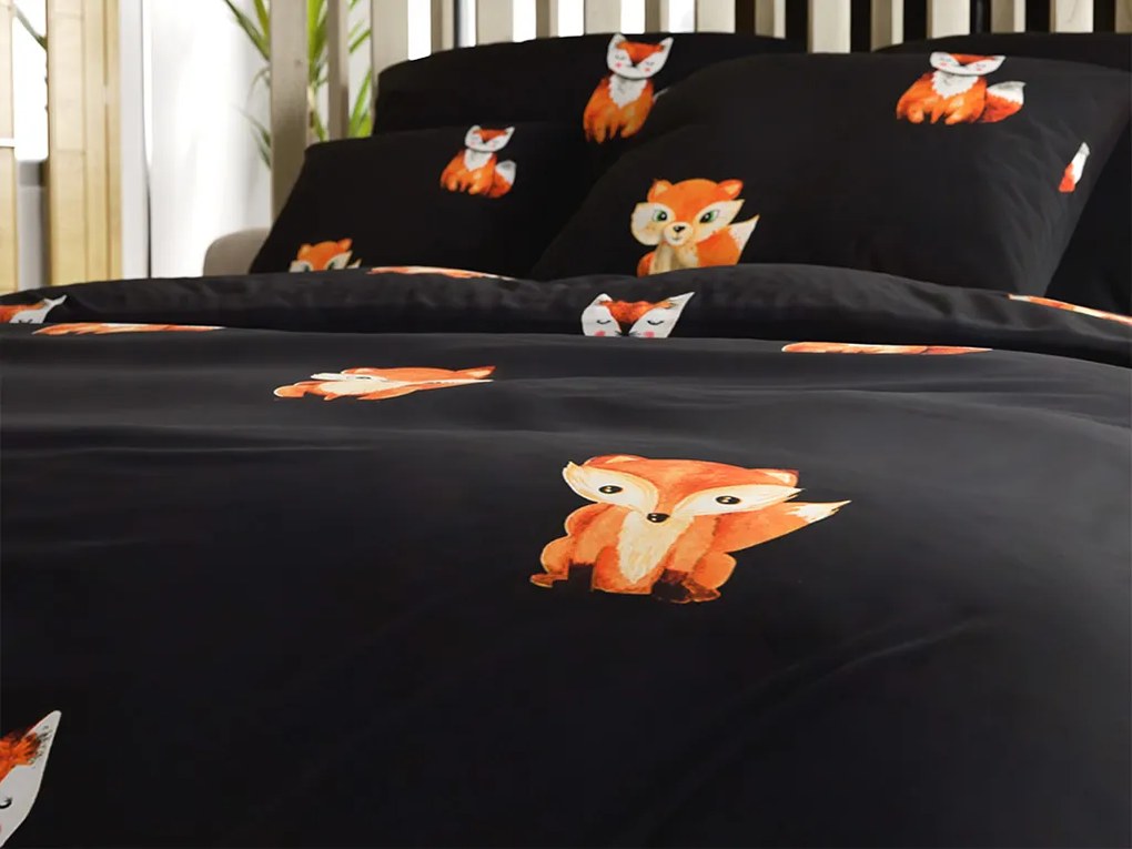 FOXES fekete mikroszálas ágyneműhuzat Ágyneműhuzat mérete: 2 db 70 x 80 cm | 160 x 200 cm