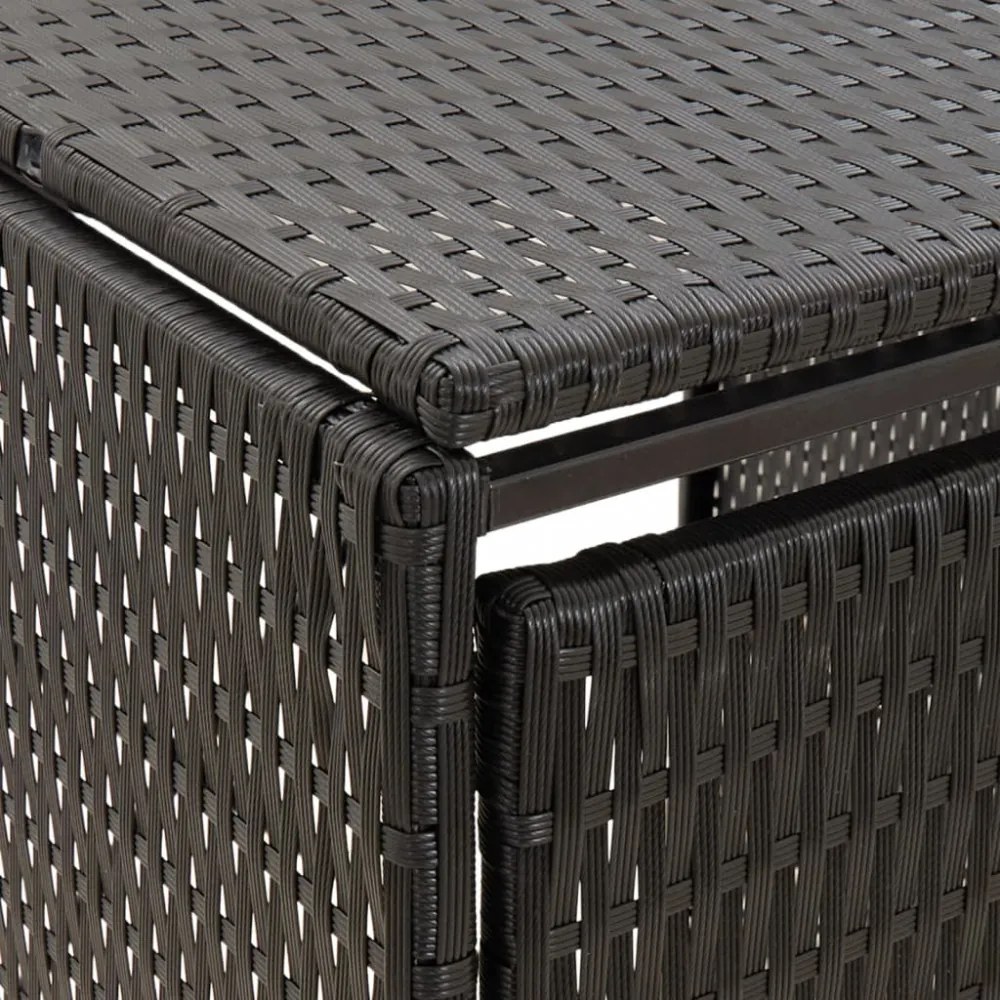 fekete polyrattan dupla kerekeskuka tárolófészer 140x80x117 cm