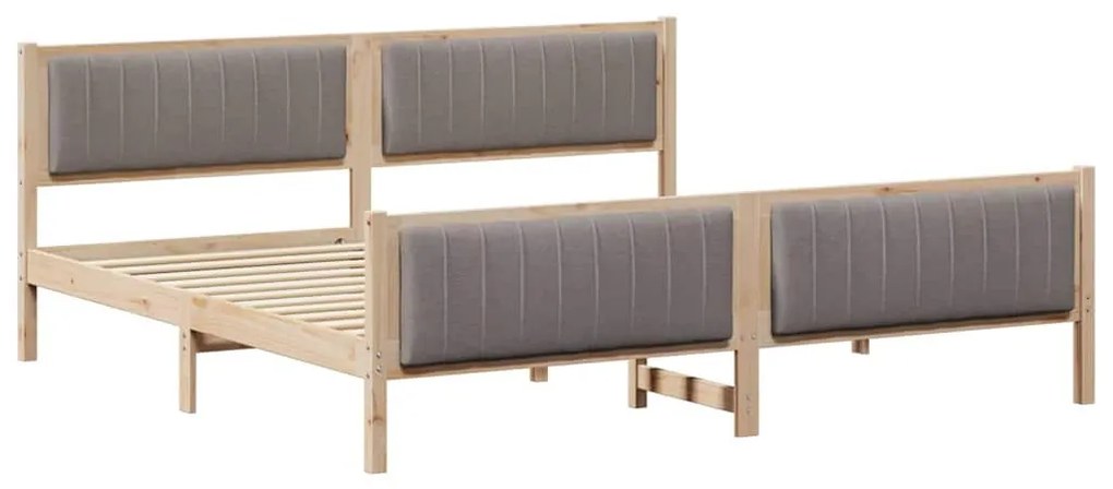 Ágykeret fejtámlával Barna és taupe 200 x 200 cm Tömör fenyőfa