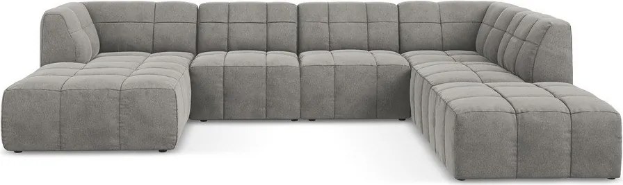 Szürke bársony sarokkanapé (U alakú) Aloha – Makamii