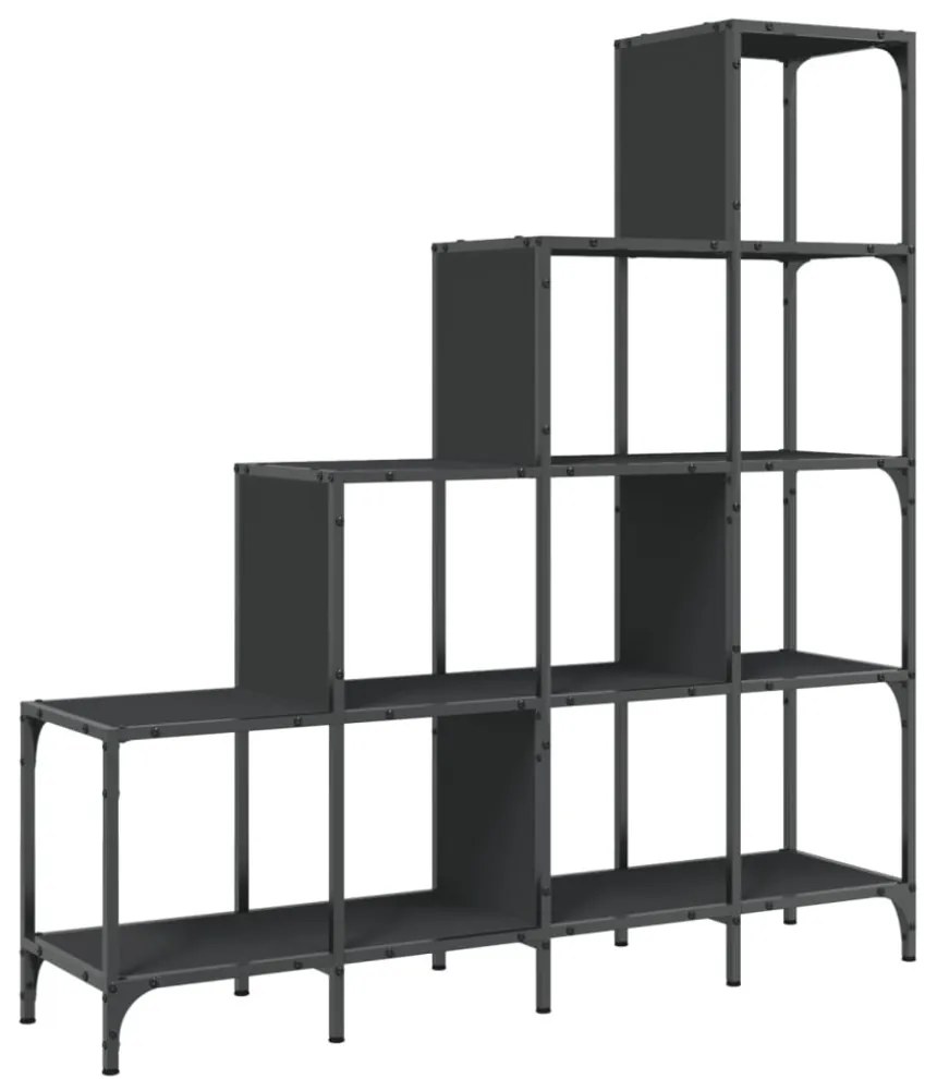 fekete szerelt fa és fém könyvszekrény 122 x 30 x 132 cm