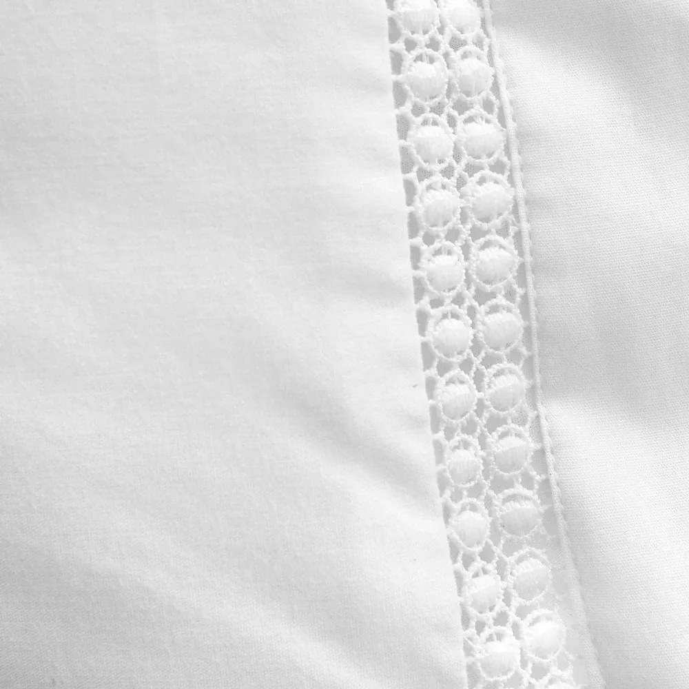 Fehér kétszemélyes-hosszabbított pamut ágyneműhuzat 230x220 cm Oxford Lace Trim – Bianca