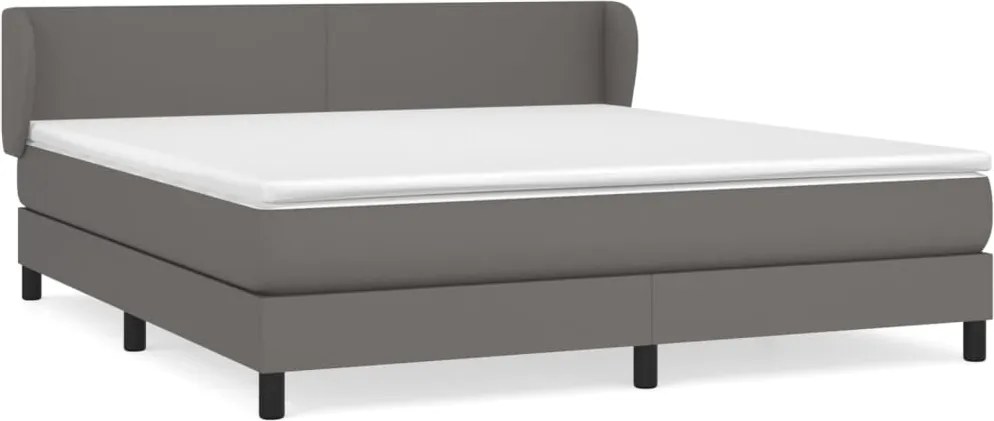 vidaXL szürke műbőr rugós ágy matraccal 180 x 200 cm