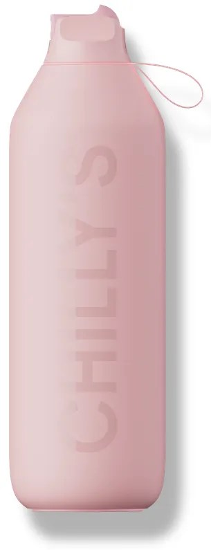 Chilly's Bottles termosz üveg - lágy rózsaszín 1000 ml, Series 2 Flip edition