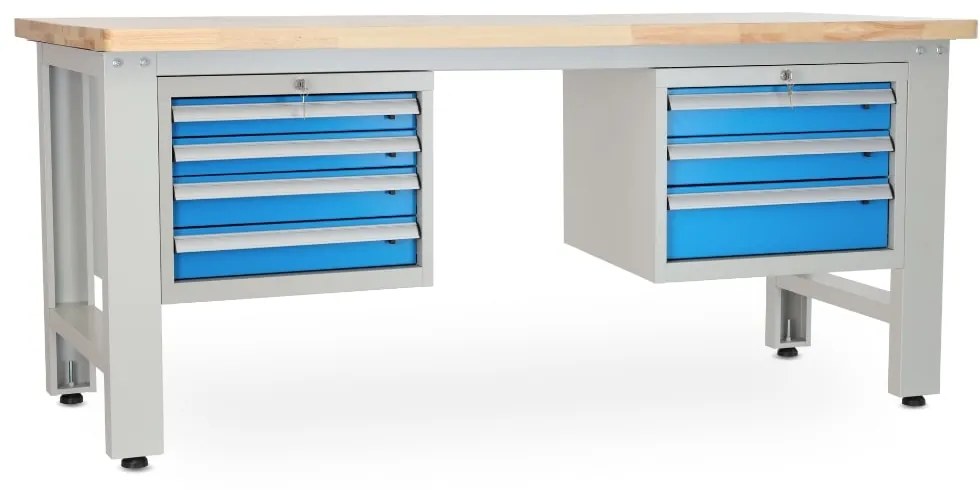 Műhelyasztal Solid OAK-43, 210 cm, 2x függő doboz, tölgy