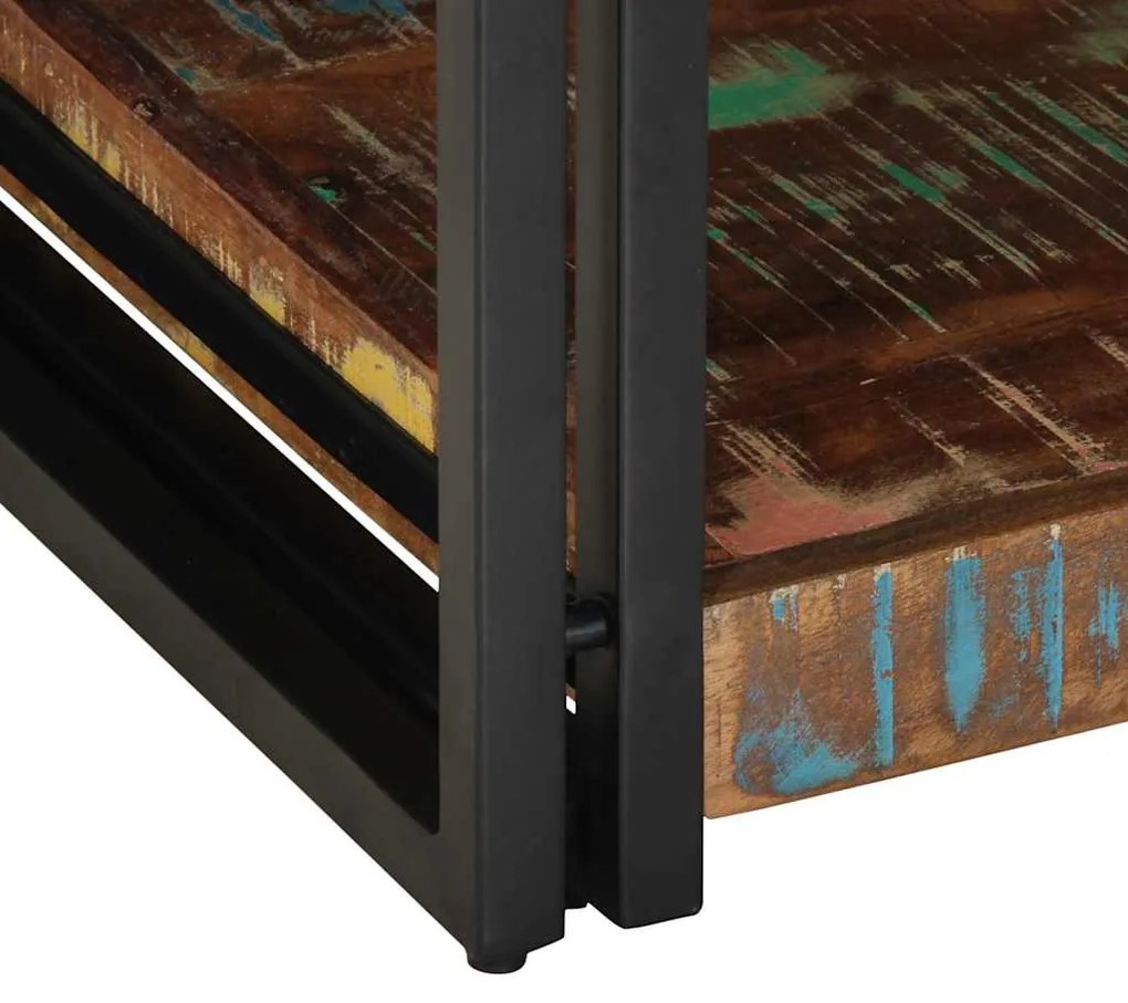 dohányzóasztal többszínű 90x50x38cm tömörfa újrahasznosított fa