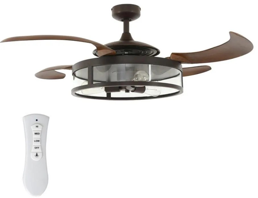 FANAWAY 212925 - LED mennyezeti ventilátor CLASSIC 3xE27/4W/230V barna + DO