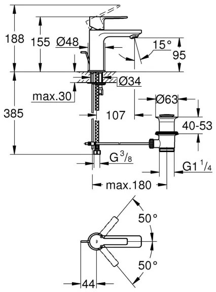 GROHE 32109GL1 - LINEARE mosdócsaptelep, arany