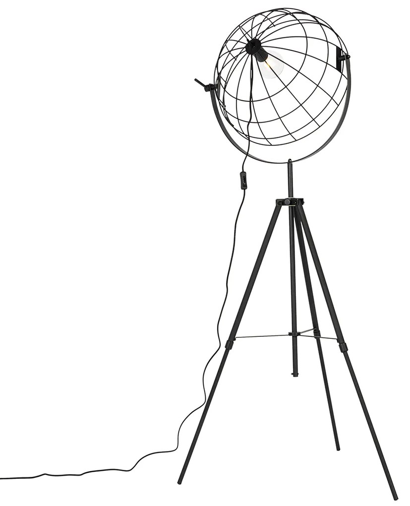 Ipari állványos állólámpa fekete 50 cm állítható - Hanze