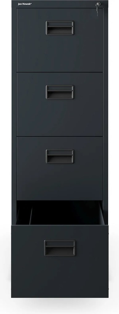 Fém iratszekrény 4 fiókkal, antracit, 460x1320x620 mm: SARA