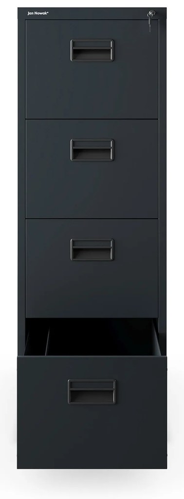 Fém irattartó szekrény, 4 fiókos SARA V4, 460 x 1320 x 620 mm, antracit