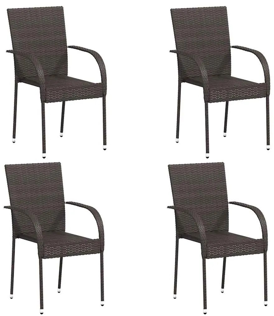 vidaXL 4 db barna rakásolható polyrattan kültéri szék
