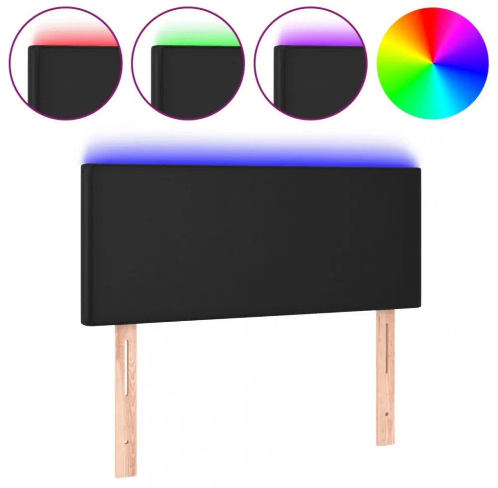 fekete műbőr LED-es fejtámla 80 x 5 x 78/88 cm